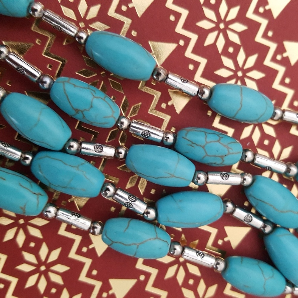 Blue Howlite Earrings and Necklace - Picture 3 of 6